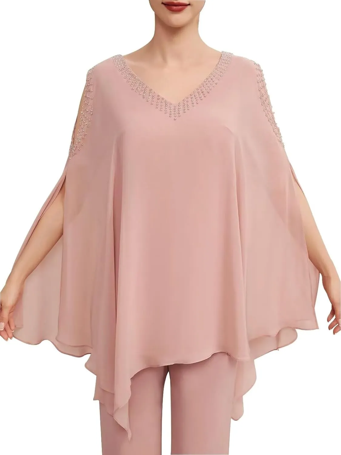 2 Pieces Jumpsuit/Pantsuit Separates V Neck Mother of The Bride Pant Suits Wedding Guest Dresses
