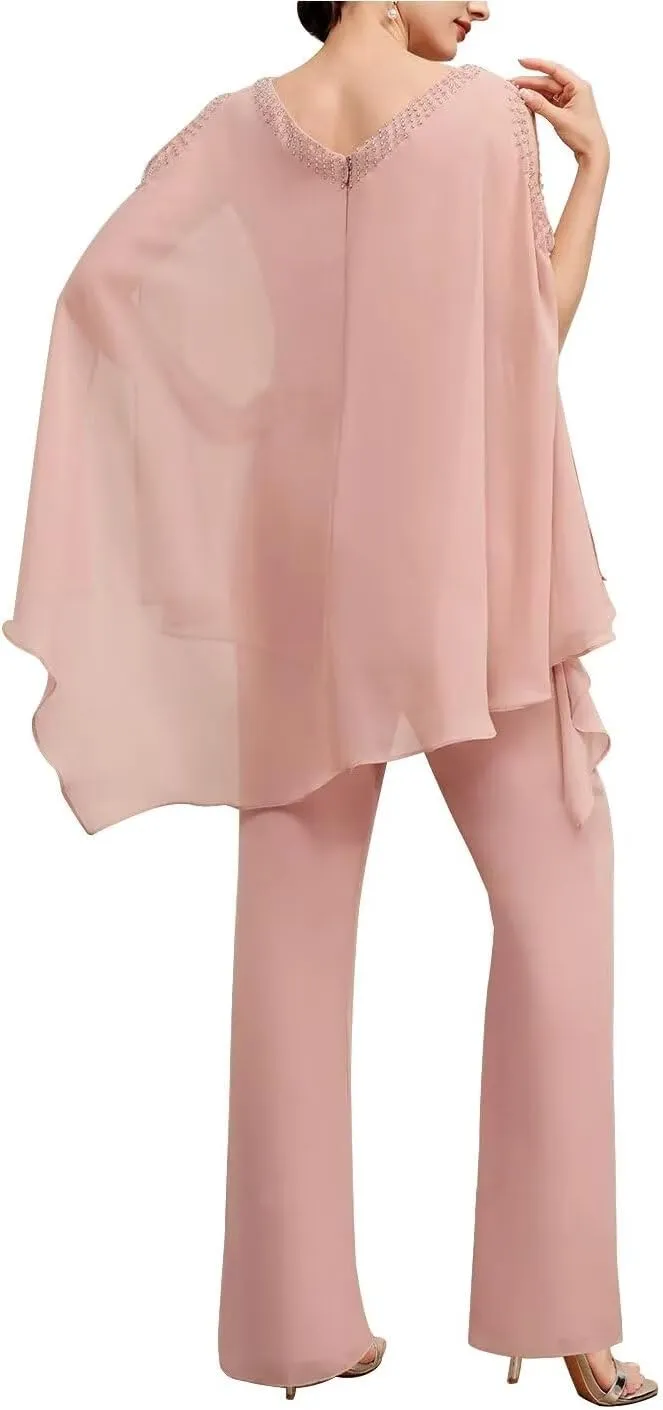 2 Pieces Jumpsuit/Pantsuit Separates V Neck Mother of The Bride Pant Suits Wedding Guest Dresses