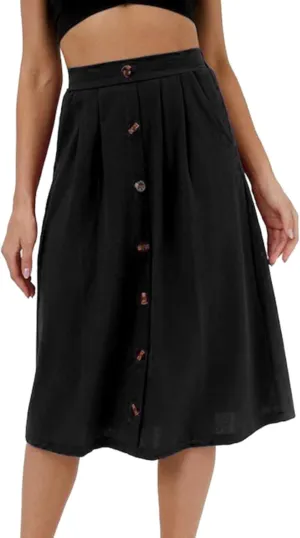 2023 Women Casual Skirts Frill Tie Waist A Line Midi Skirt with Pockets Plus Size Hoop Skirt 5X