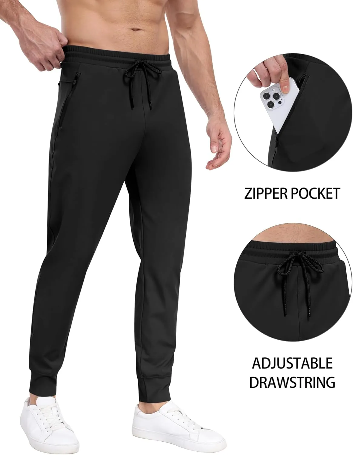 3 Pack Men's Sweatpants with Zipper Pockets,Workout Gym Traning Track Joggers Pants for Men Running Jogging Pants
