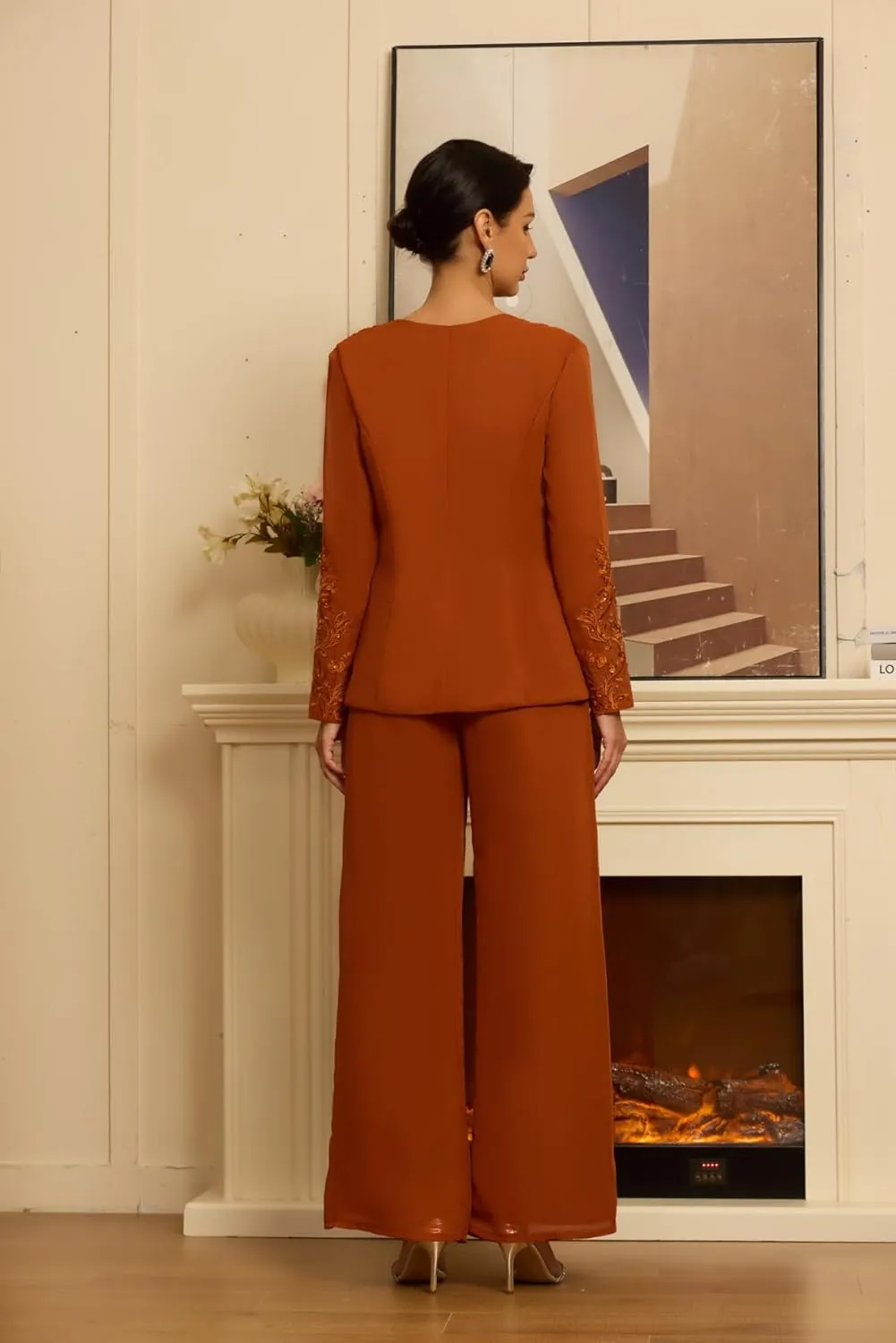3 Piece Formal Pant Suits for Mother of The Bride for Women Wedding Guest Dressy Suit Gown with Jacket