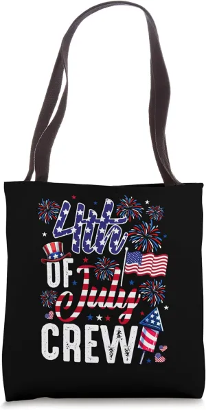 4th Of July Crew Independence Day US Flag Firework Patriotic Tote Bag