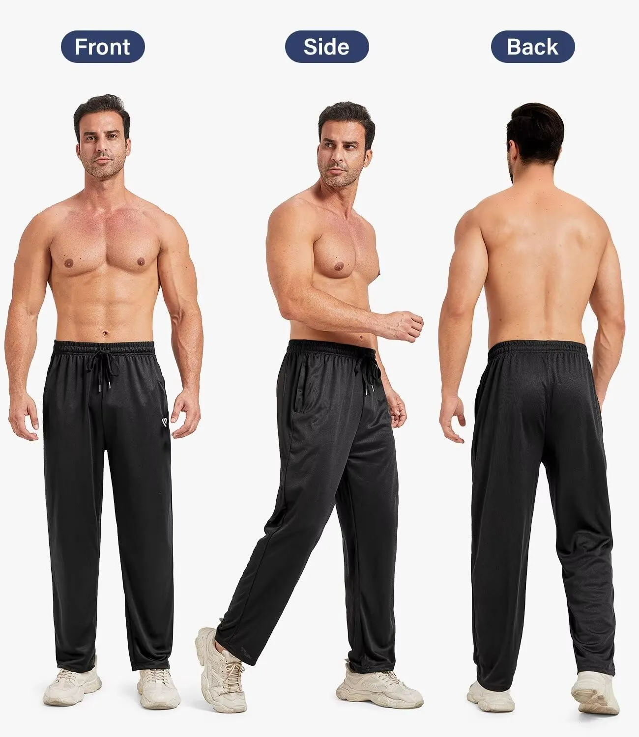5 Pack Mens Sweatpants Open Bottom Joggers for Men with Zip Pockets Loose Fit Mesh Athletic Pants for Running,Casual