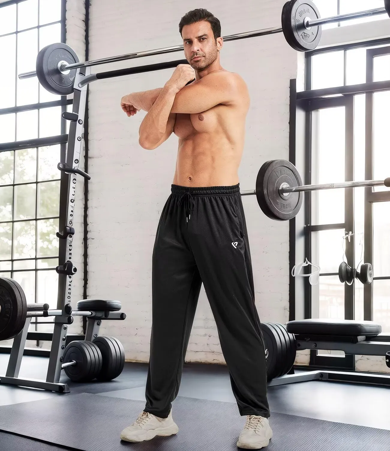 5 Pack Mens Sweatpants Open Bottom Joggers for Men with Zip Pockets Loose Fit Mesh Athletic Pants for Running,Casual