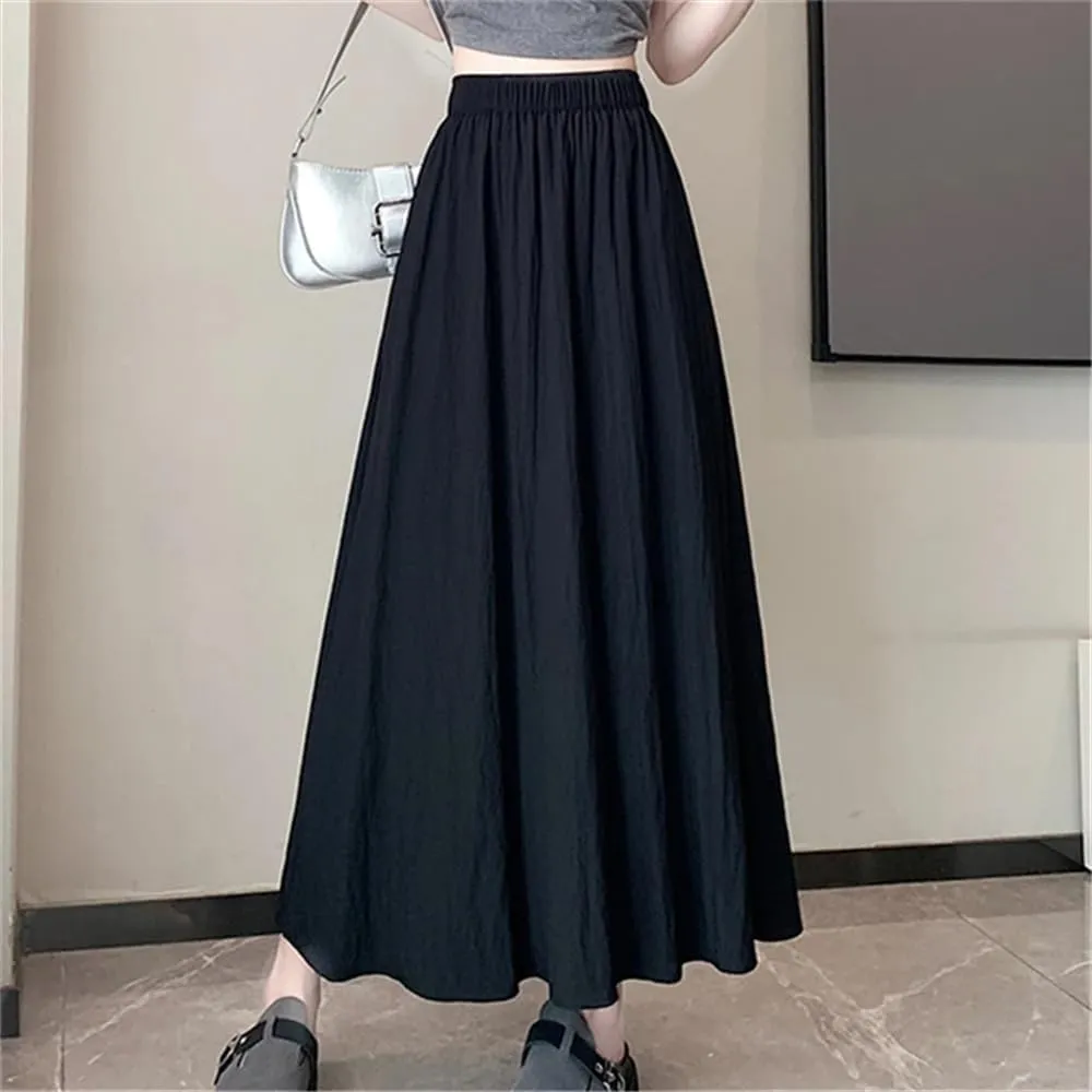 Adhdyuud Women's Casual Pleated A-Line Skirts Summer High Waist Solid Skirts