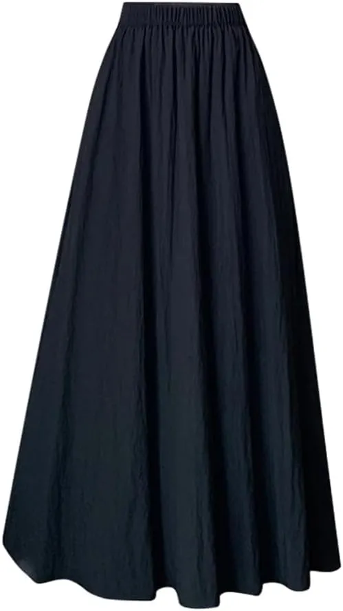 Adhdyuud Women's Casual Pleated A-Line Skirts Summer High Waist Solid Skirts