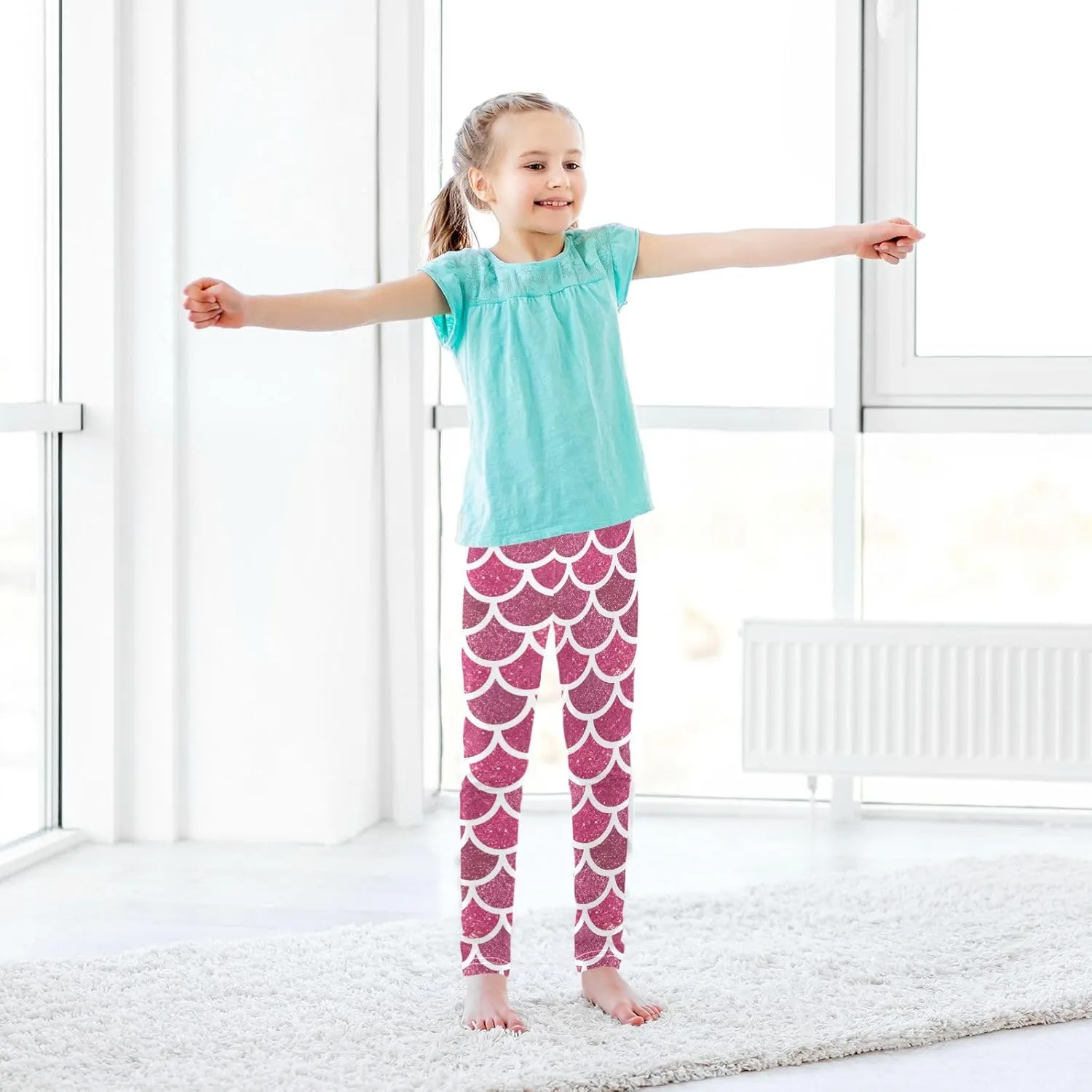 Aflyko Girls' Leggings Kids Workout Pants Dance Tights Ankle Length 4-10T