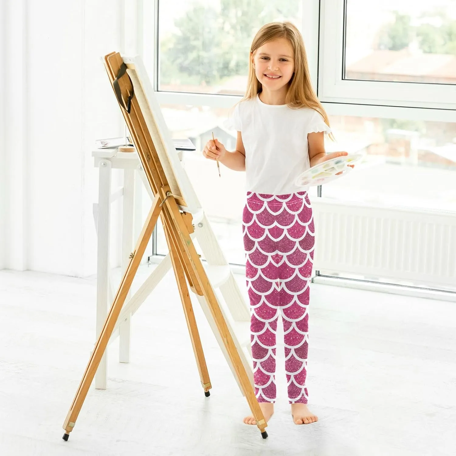 Aflyko Girls' Leggings Kids Workout Pants Dance Tights Ankle Length 4-10T