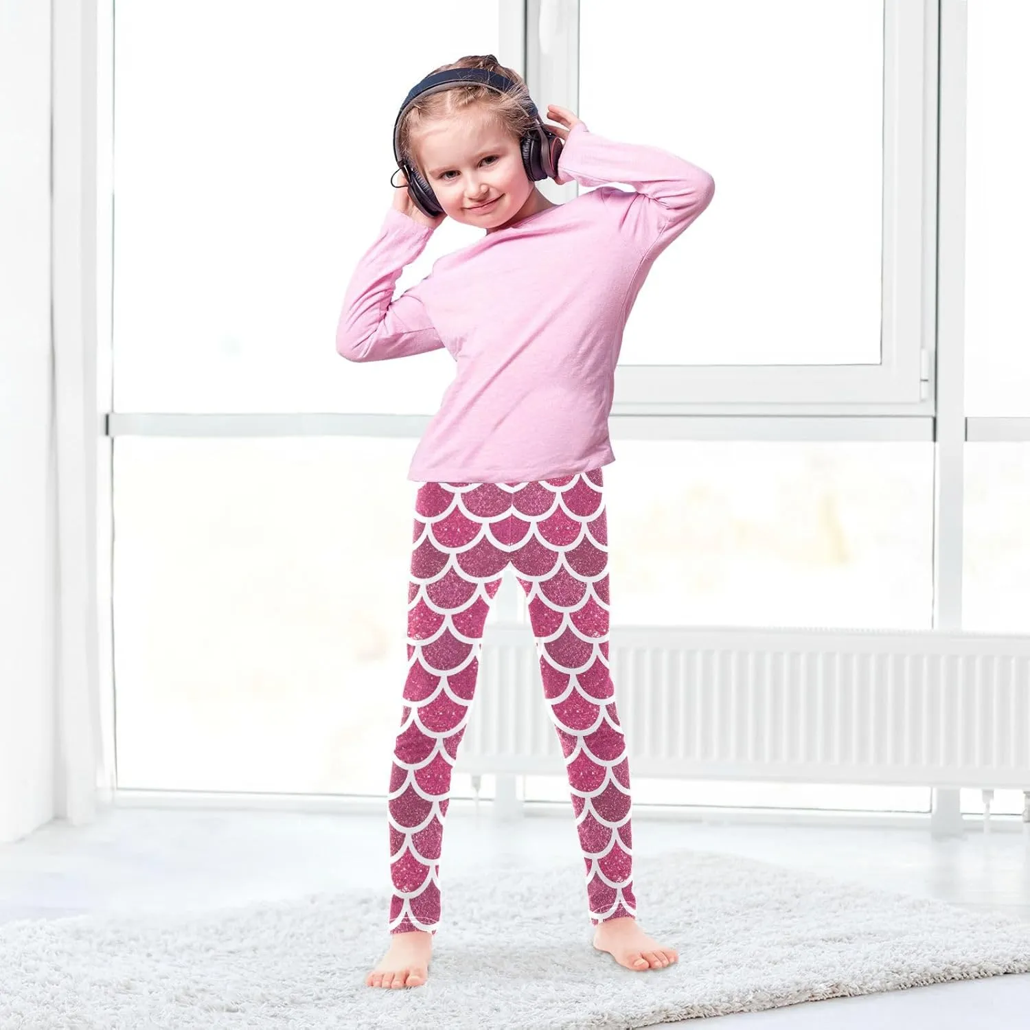 Aflyko Girls' Leggings Kids Workout Pants Dance Tights Ankle Length 4-10T