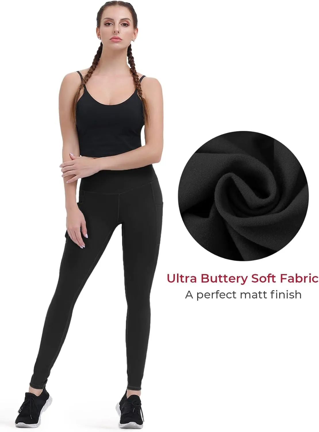 ALONG FIT Anti-Nail Leggings for Women, Non-See-Through Yoga Pants with Phone Pockets, Tummy Control Full-Length/Capri Tights
