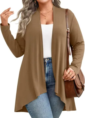 Anymiss Womens Plus Size Cardigan 2025 Spring Lightweight Jacket Summer Long Sleeve Kimono 1X-5X