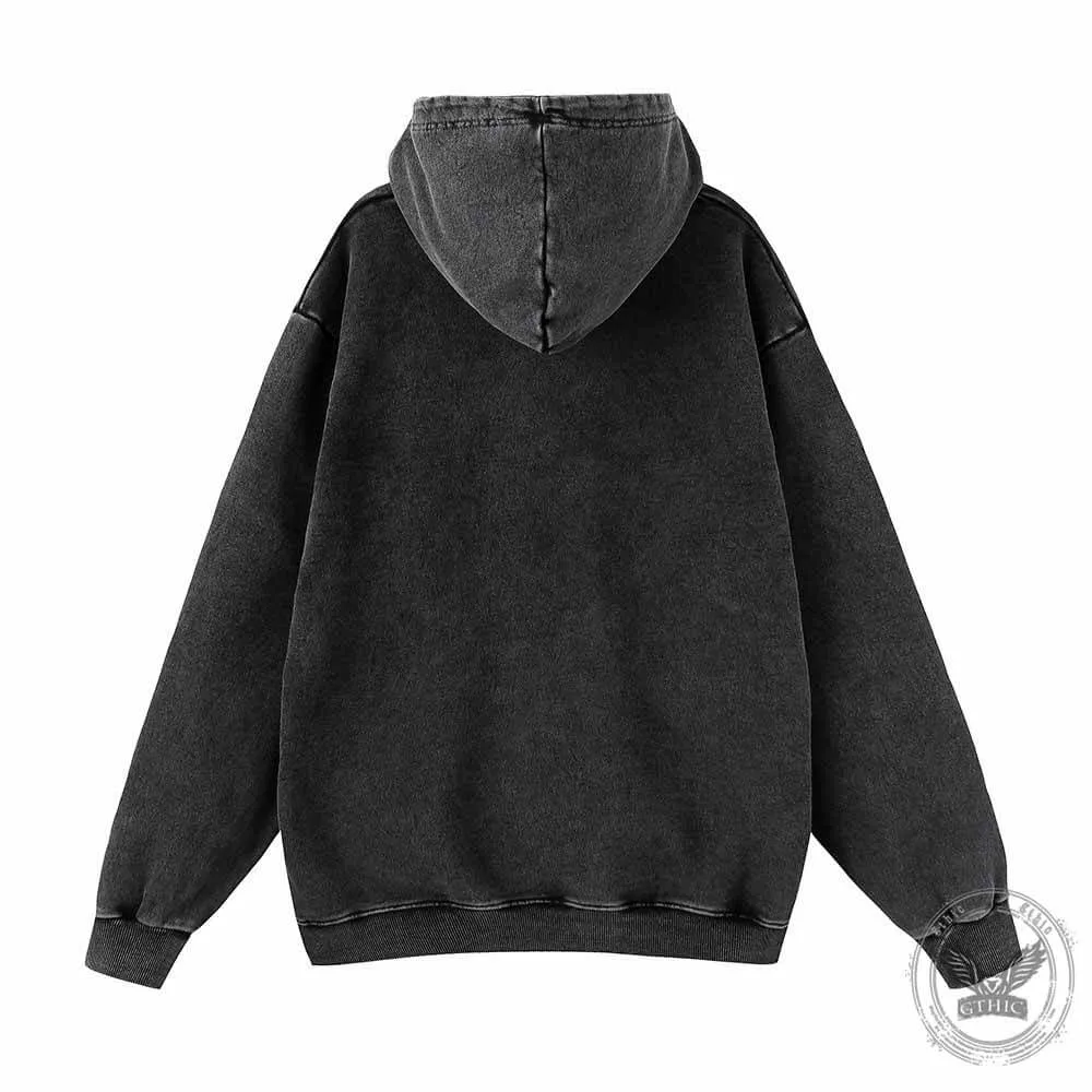 Astrological Houses Wheel Pattern Vintage Washed Hoodie