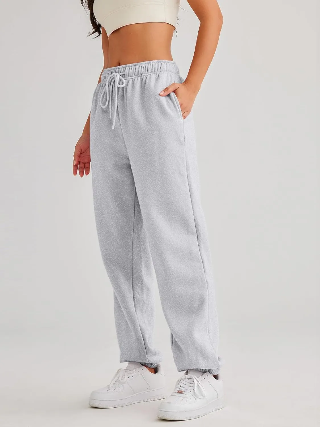 AUTOMET Women's Casual Baggy Fleece Sweatpants