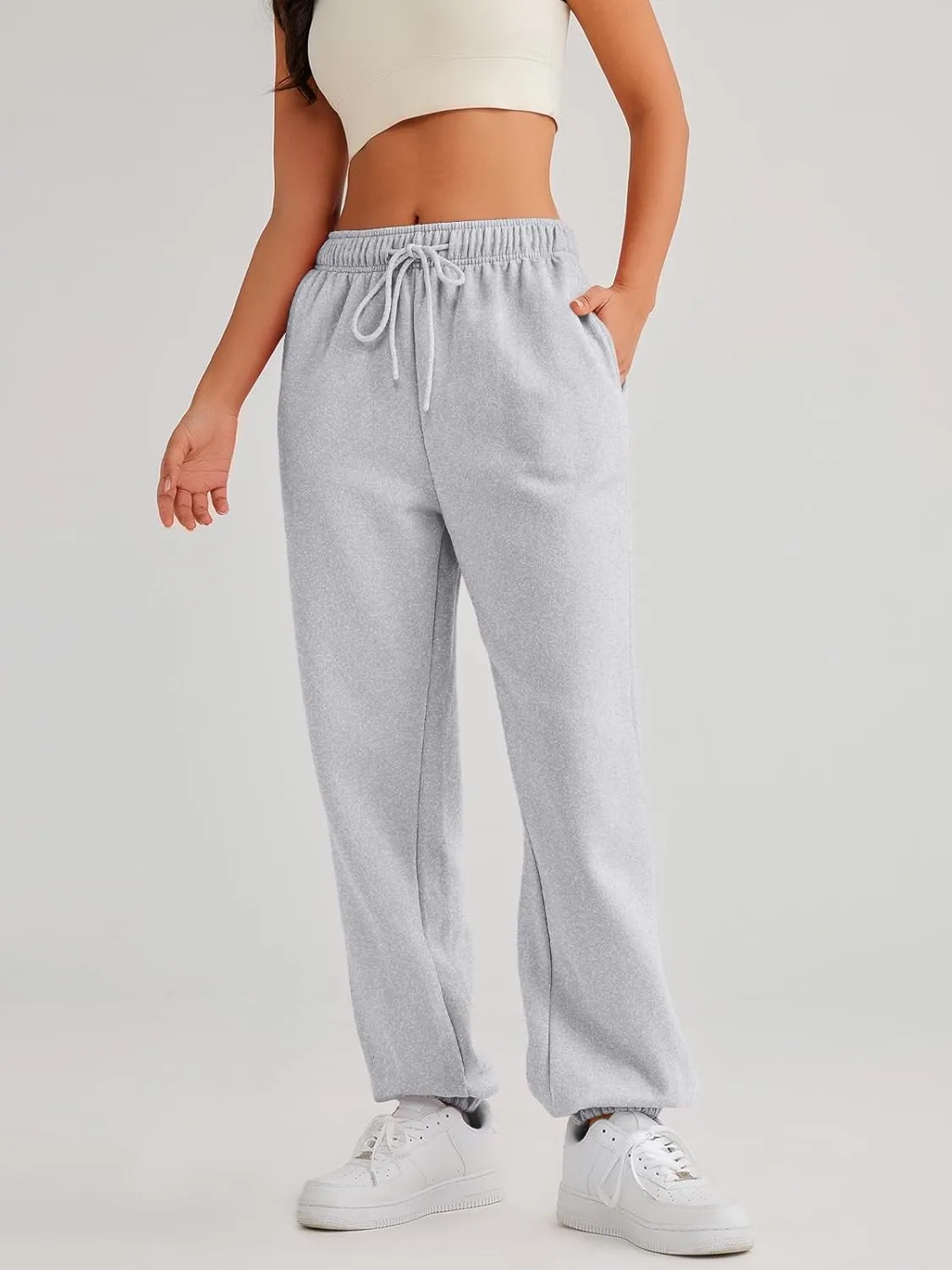 AUTOMET Women's Casual Baggy Fleece Sweatpants