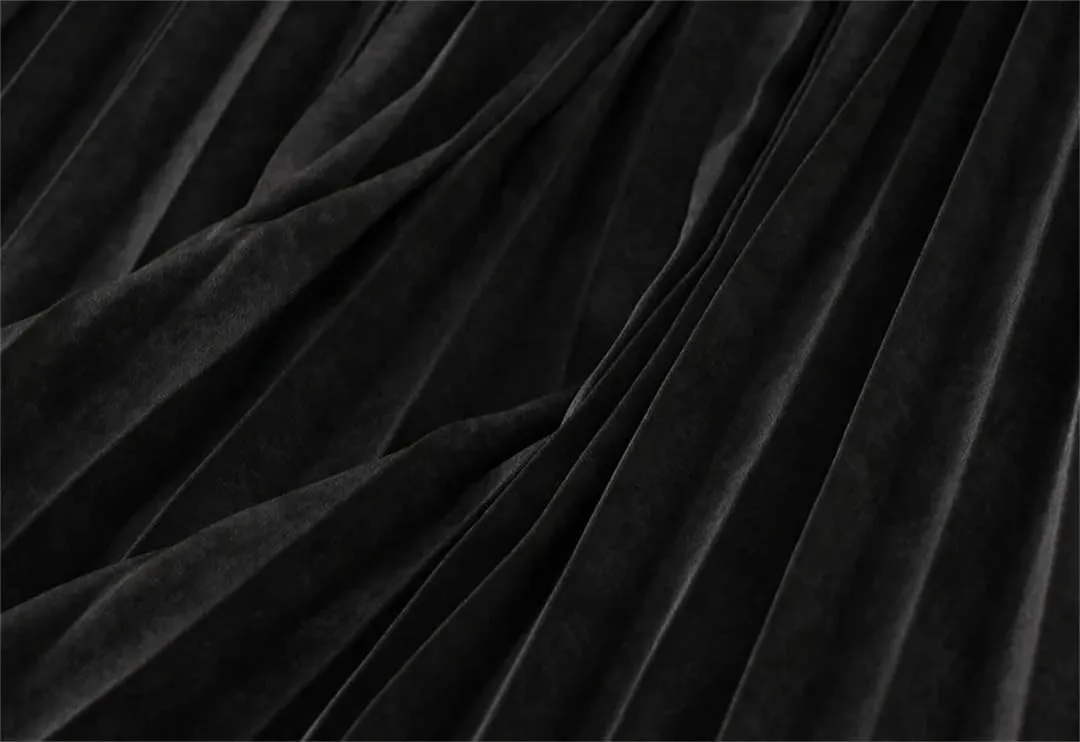 Autumn Winter Midi Skirt for Women Elegant High Waist Pleated Skirt A Line Casual Party Long Skirts