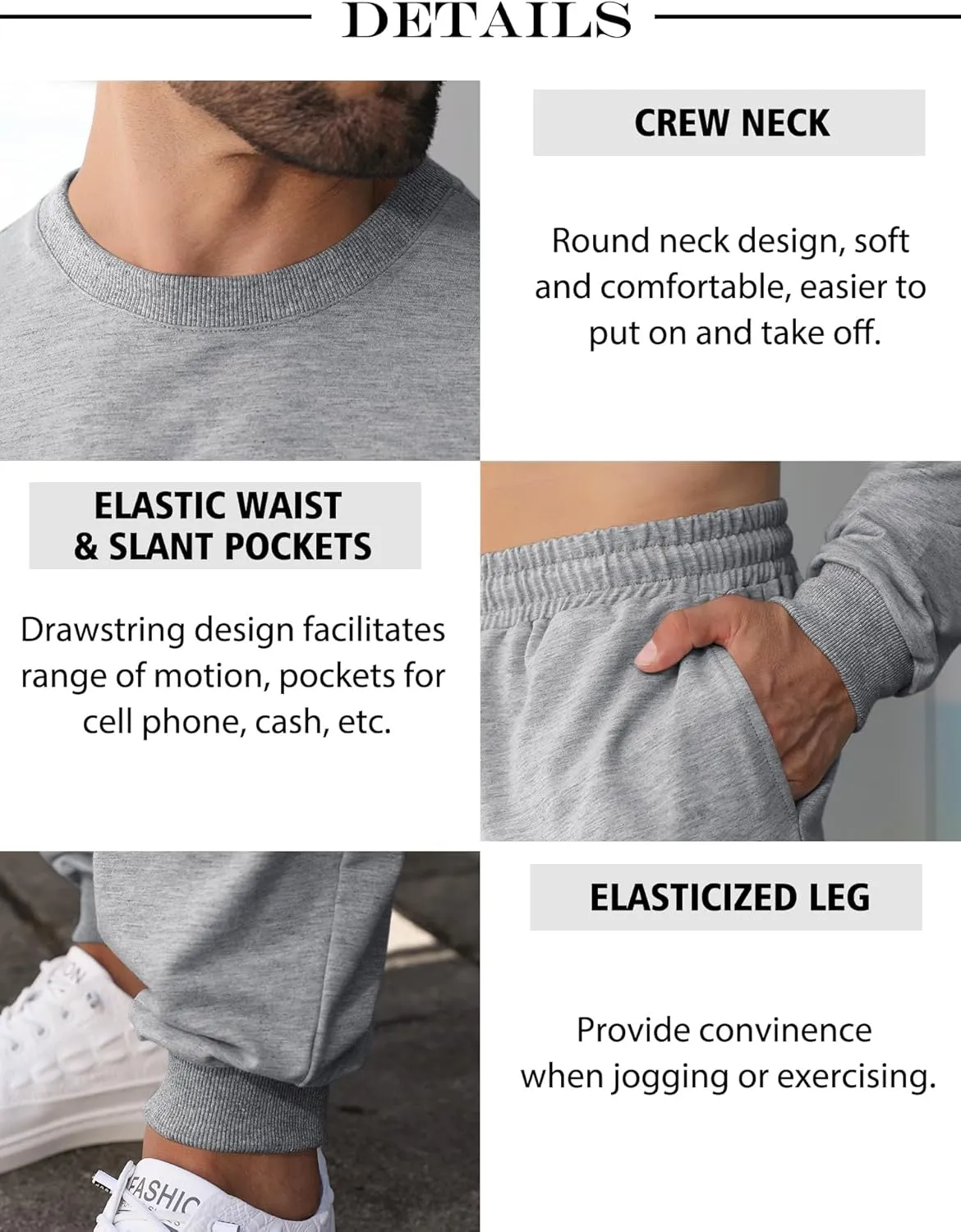 Babioboa Men's 2 Piece Outfits Long Sleeve Pullover Sweatshirt Tracksuit Jogger Sweatpants Sweatsuit Set
