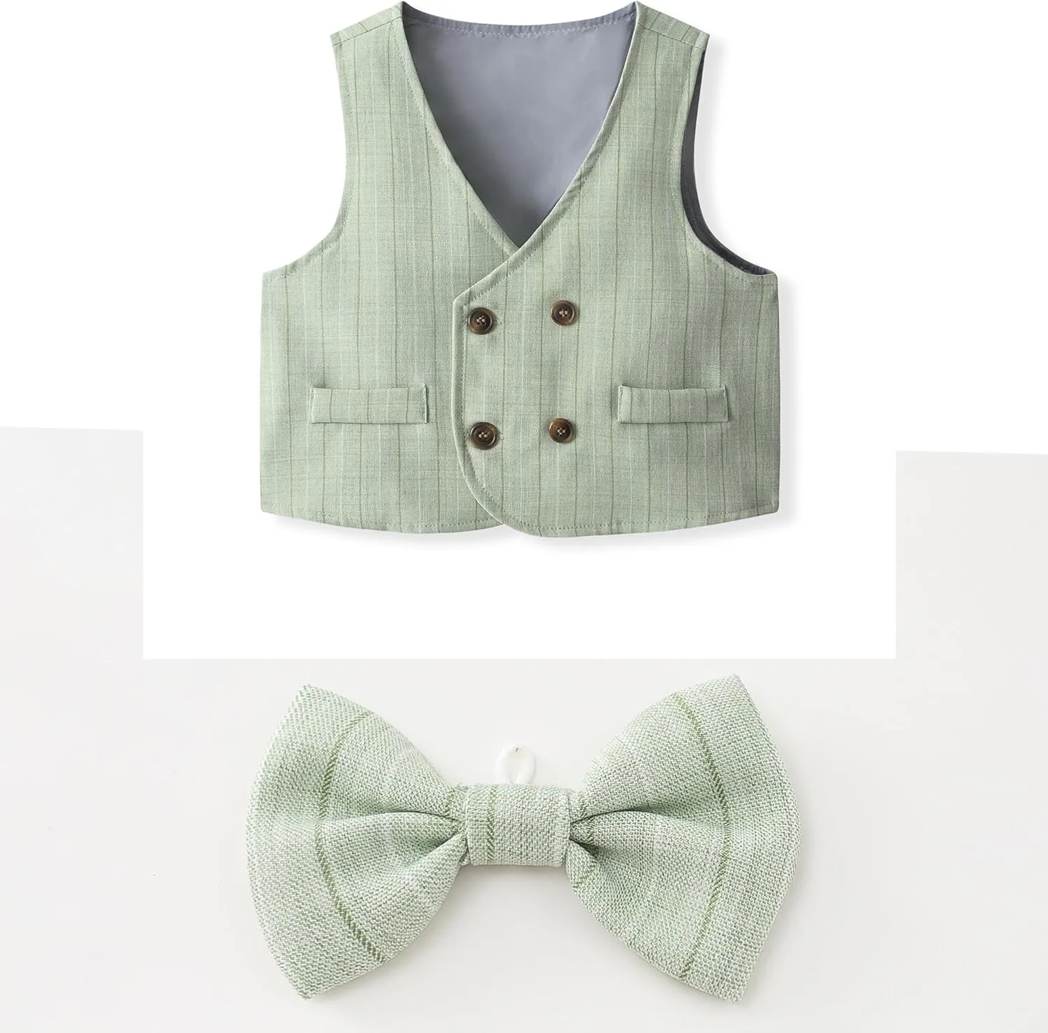 Baby Boys' 4-Piece Gentleman Suit Set with Shirt, Vest, Bowtie and Pants Outfits