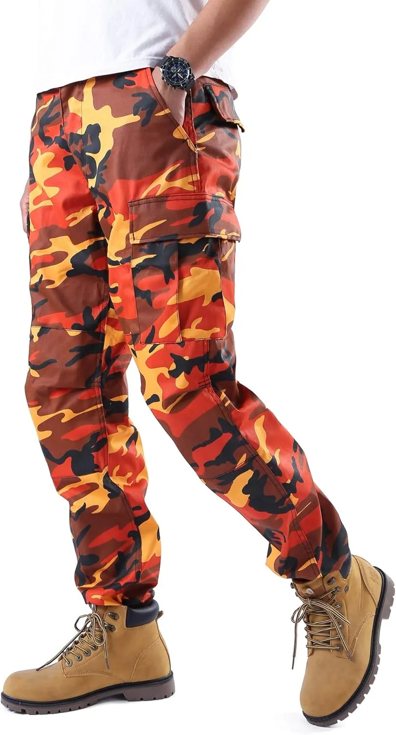 BACKBONE Mens Casual Camouflage Cargo Pants Army Military BDU Pants