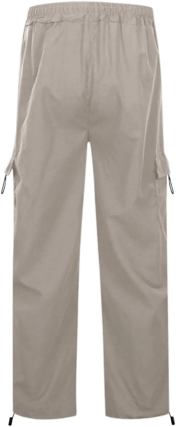 Baggy Parachute Pants for Women Elastic High Waist Lounge Cargo Pants Multiple Pockets Jogger Y2K Quick Dry Pant
