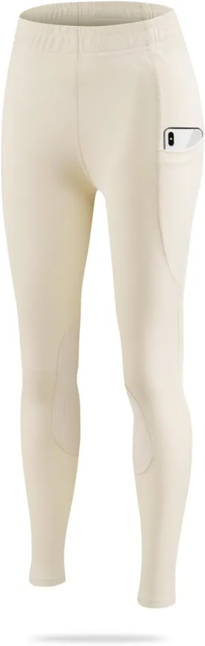 baleaf Girls Riding Pants Kids Equestrian Breeches Knee-Patch Zip Pocket Horseback Tights