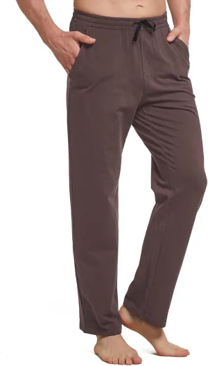 baleaf Men's Sweatpants Casual Lounge Cotton Pajama Yoga Pants Open Bottom Straight Leg Male Sweat Pants with Pockets