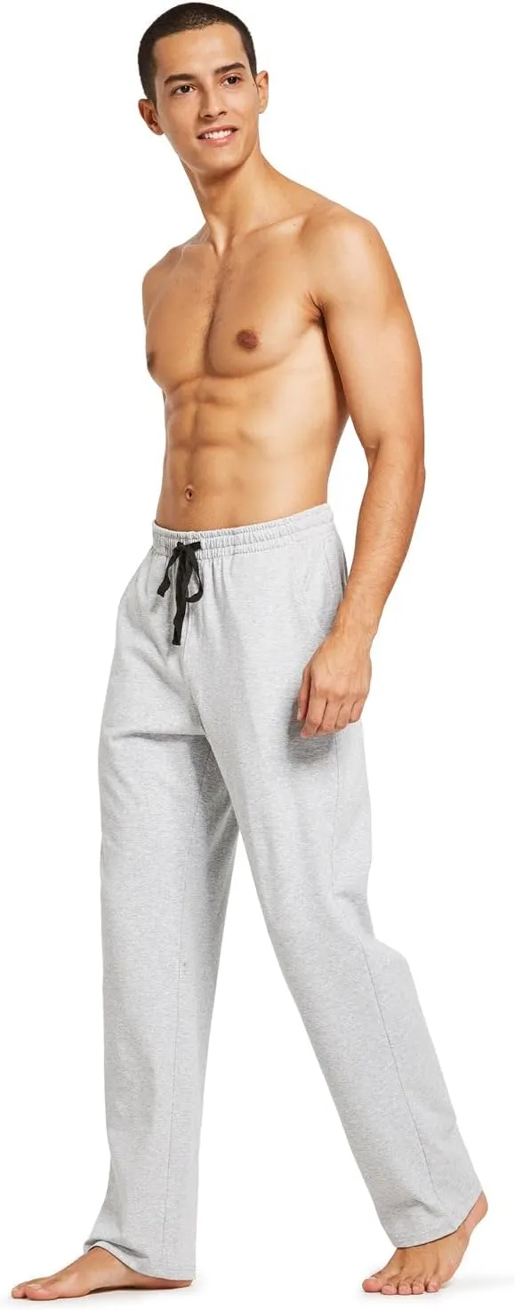 baleaf Men's Sweatpants Casual Lounge Cotton Pajama Yoga Pants Open Bottom Straight Leg Male Sweat Pants with Pockets