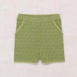 Block Stitch Scallop Shorts in Willow