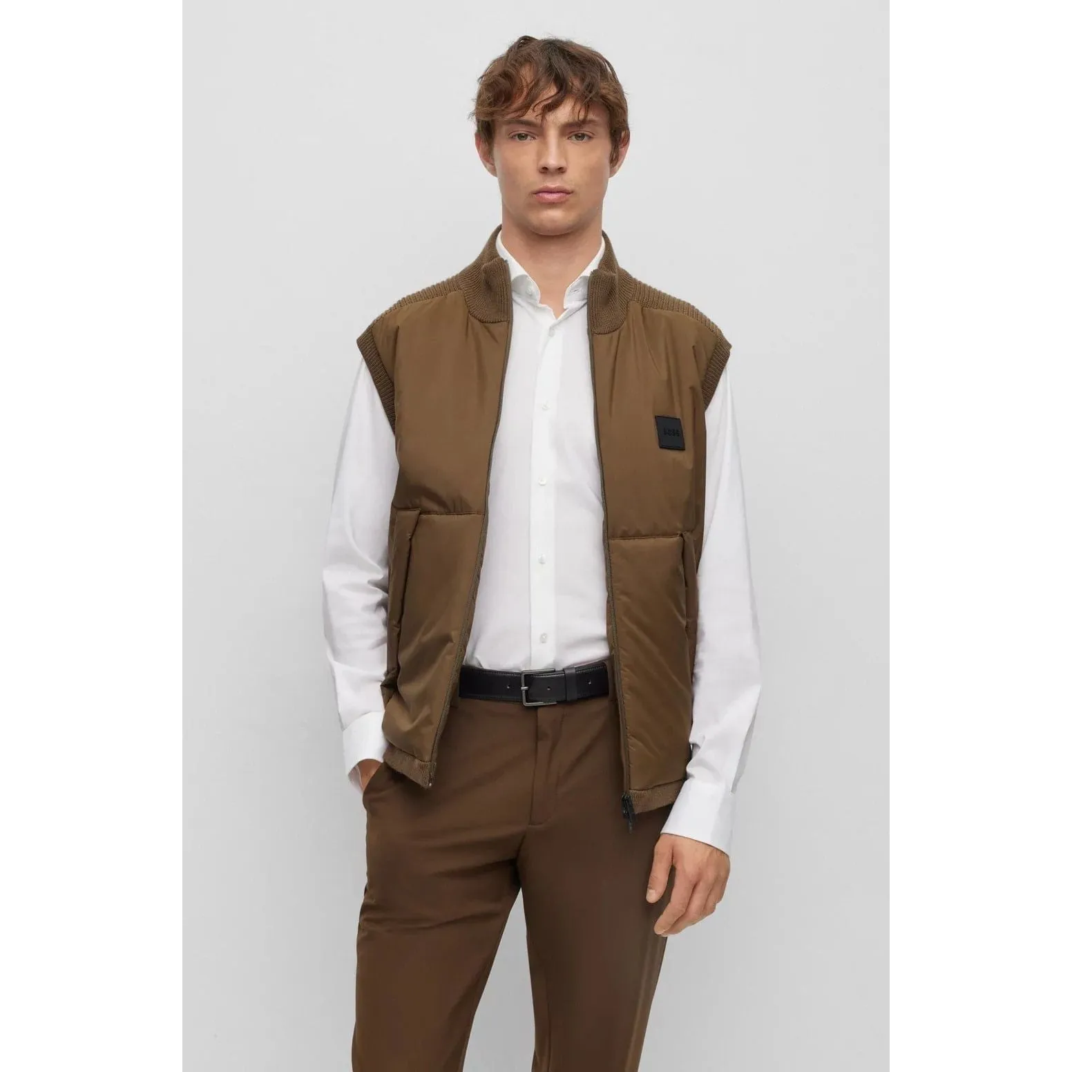 BOSS REGULAR-FIT GILET WITH LOGO PATCH