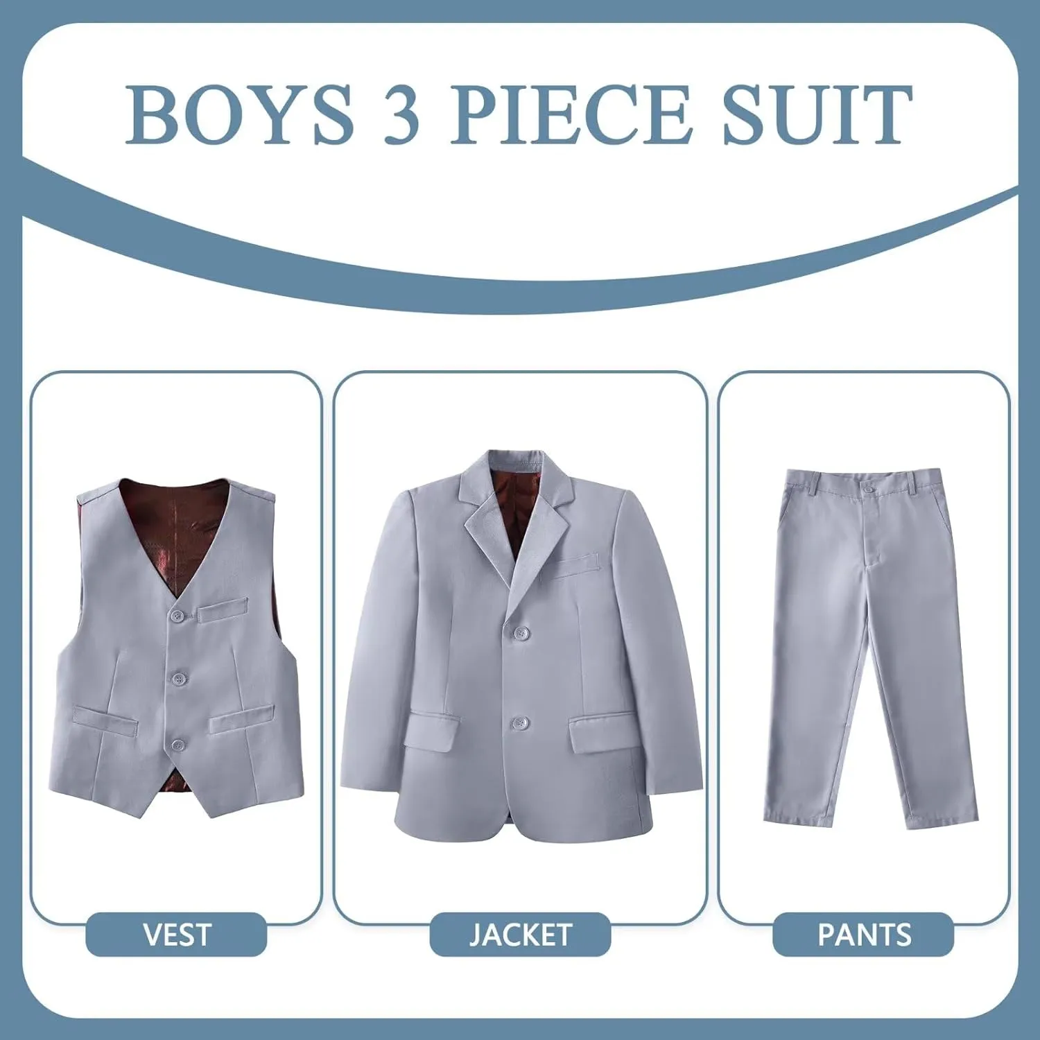 Boys Formal Suit Set Kids 3 Piece Suit Jacket Vest Pants Set Toddler Ring Bearer Outfit Wedding Prom Tuxedo Suits