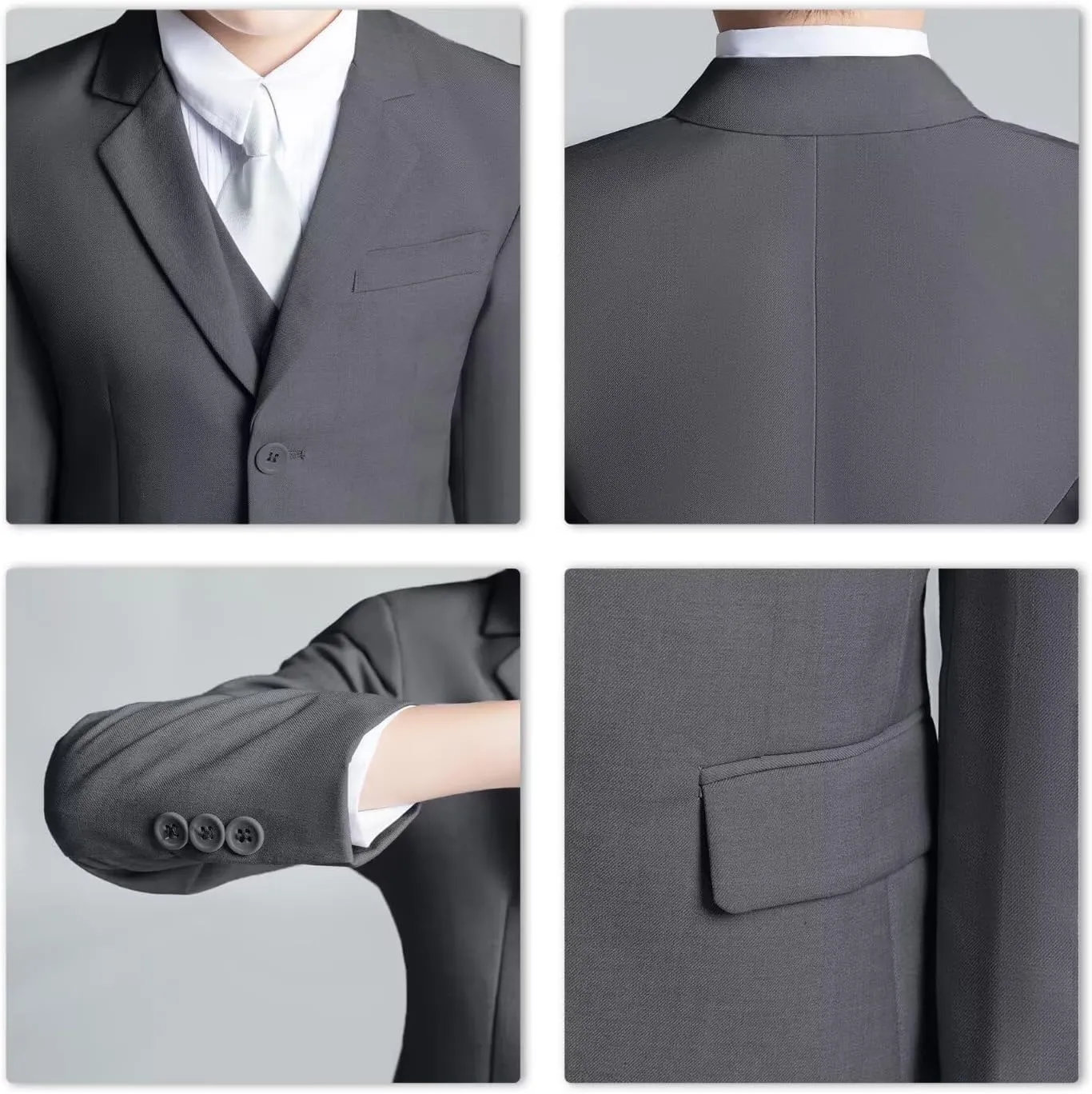 Boys Formal Suit Set Kids 3 Piece Suit Jacket Vest Pants Set Toddler Ring Bearer Outfit Wedding Prom Tuxedo Suits