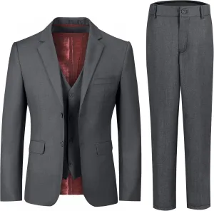 Boys Formal Suit Set Kids 3 Piece Suit Jacket Vest Pants Set Toddler Ring Bearer Outfit Wedding Prom Tuxedo Suits