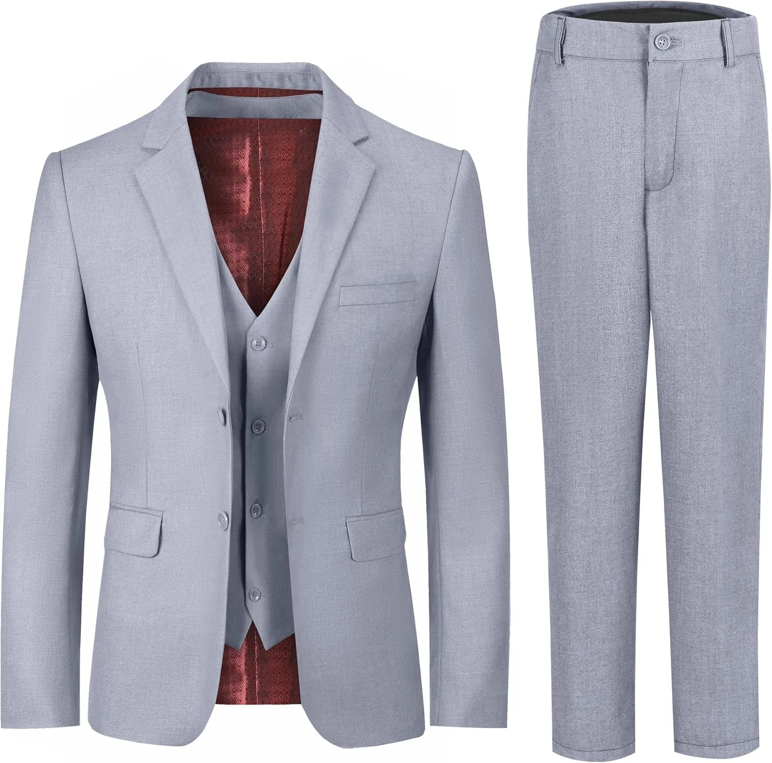 Boys Formal Suit Set Kids 3 Piece Suit Jacket Vest Pants Set Toddler Ring Bearer Outfit Wedding Prom Tuxedo Suits