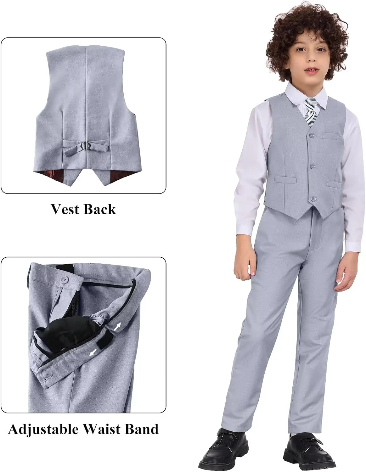 Boys Formal Suit Set Kids 3 Piece Suit Jacket Vest Pants Set Toddler Ring Bearer Outfit Wedding Prom Tuxedo Suits