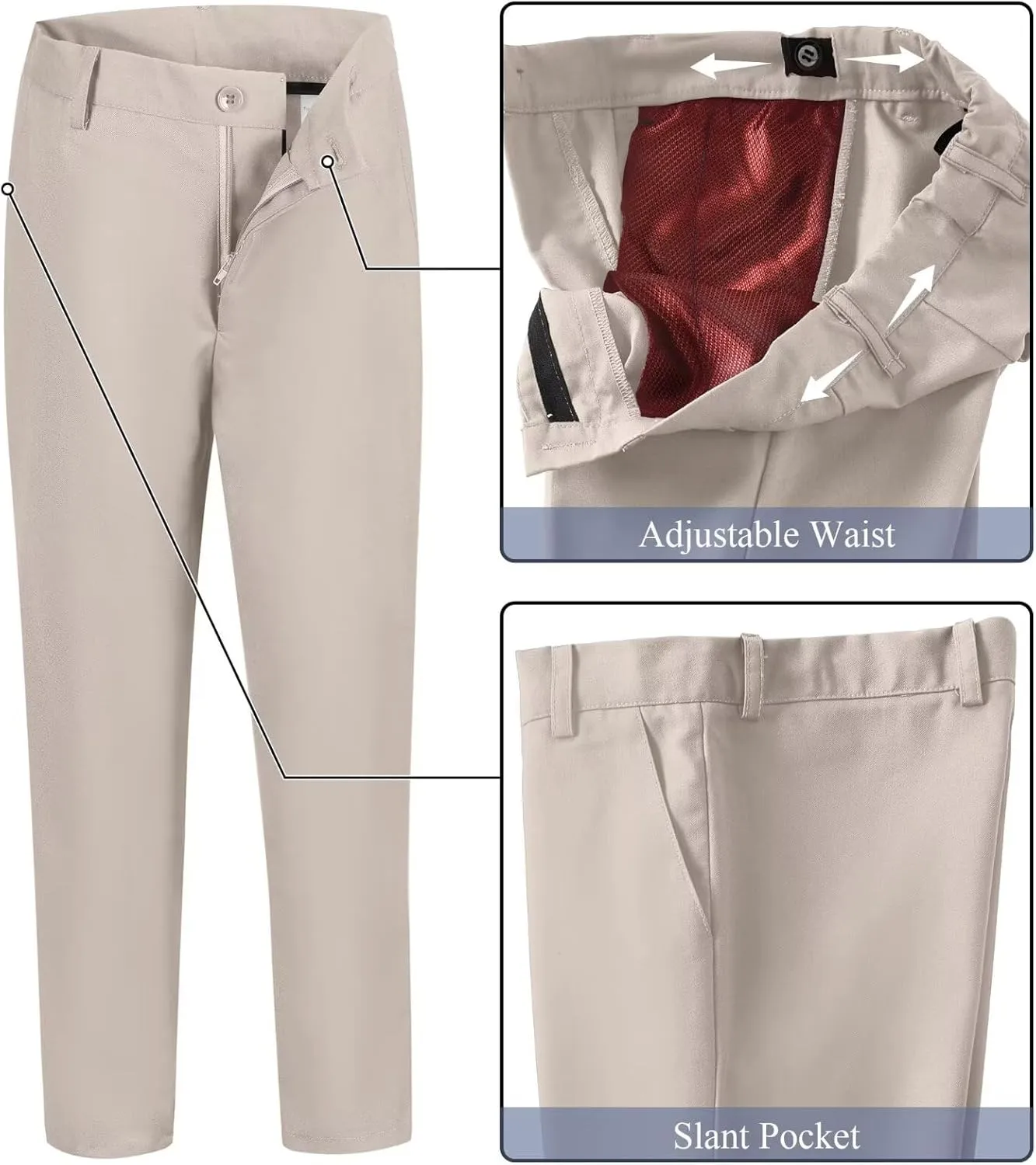 Boy's Suit Formal Slim Fit 5 Pieces Suit Set Blazer Vest Pants with Adjustable Waist Shirt with Tie