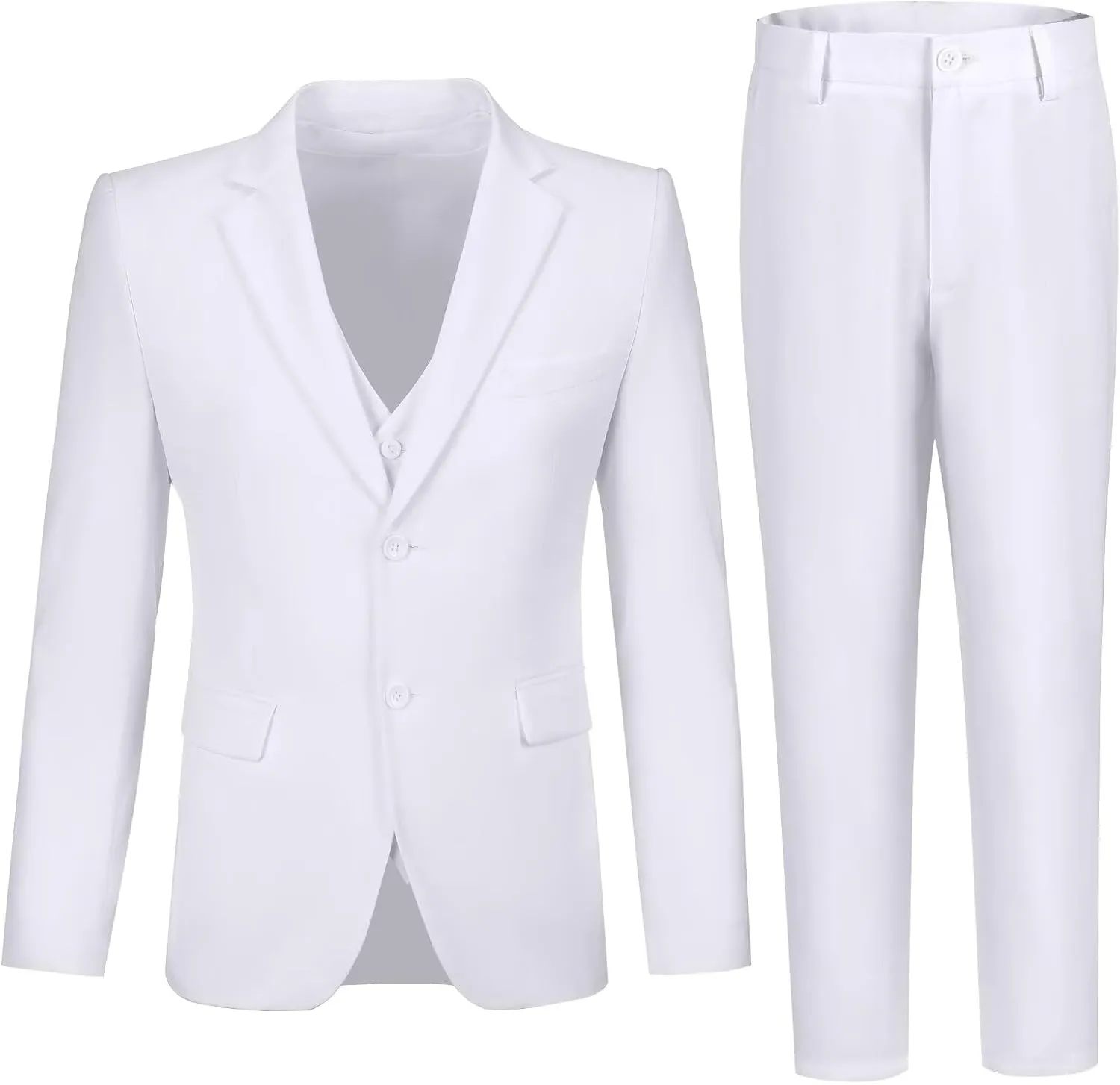 Boy's Suit Slim Fit Formal 3 Pieces Suit Set, Dress Suit Blazer Vest Pants, Kids Wedding Ring Bearer Outfit Size 2T-20