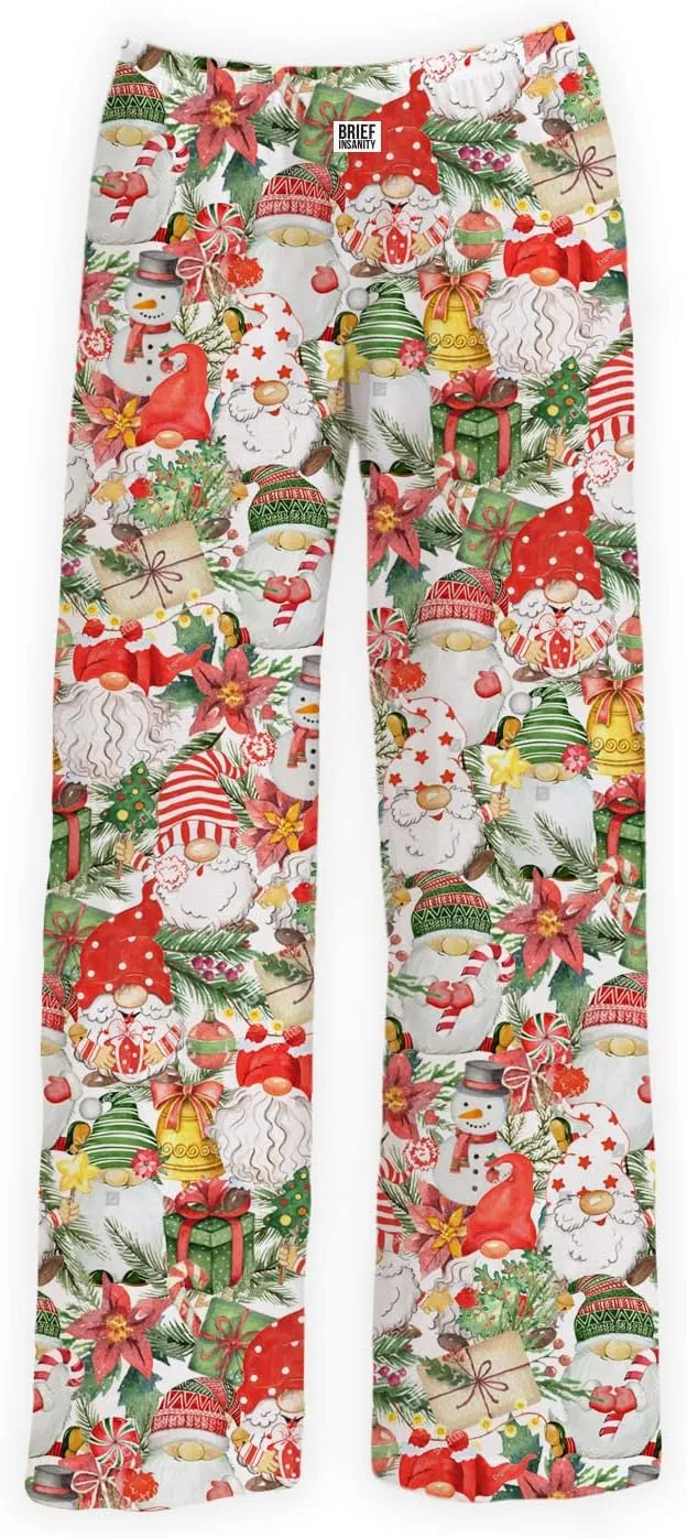BRIEF INSANITY Holiday & Christmas Themed Pajama Pants Adult Unisex Lounge Wear - Soft & Silky Comfortable Lightweight Pants