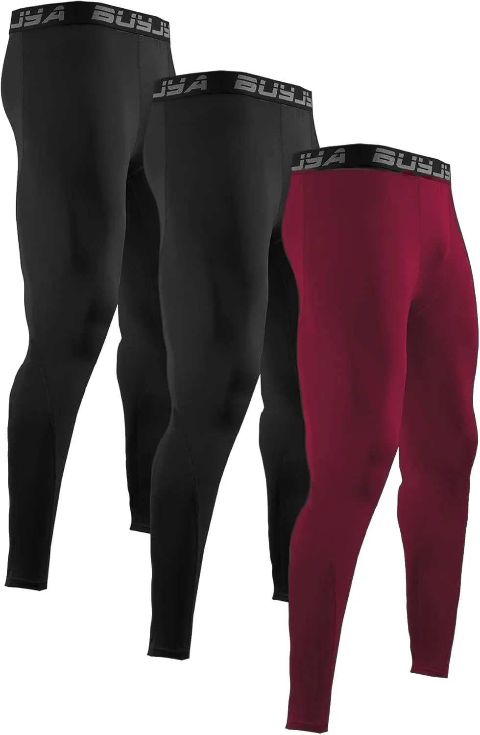 BUYJYA 3 or 5 Pack Men's Compression Pants Running Tights Workout Leggings Athletic Cool Dry Yoga Gym Clothes Gift