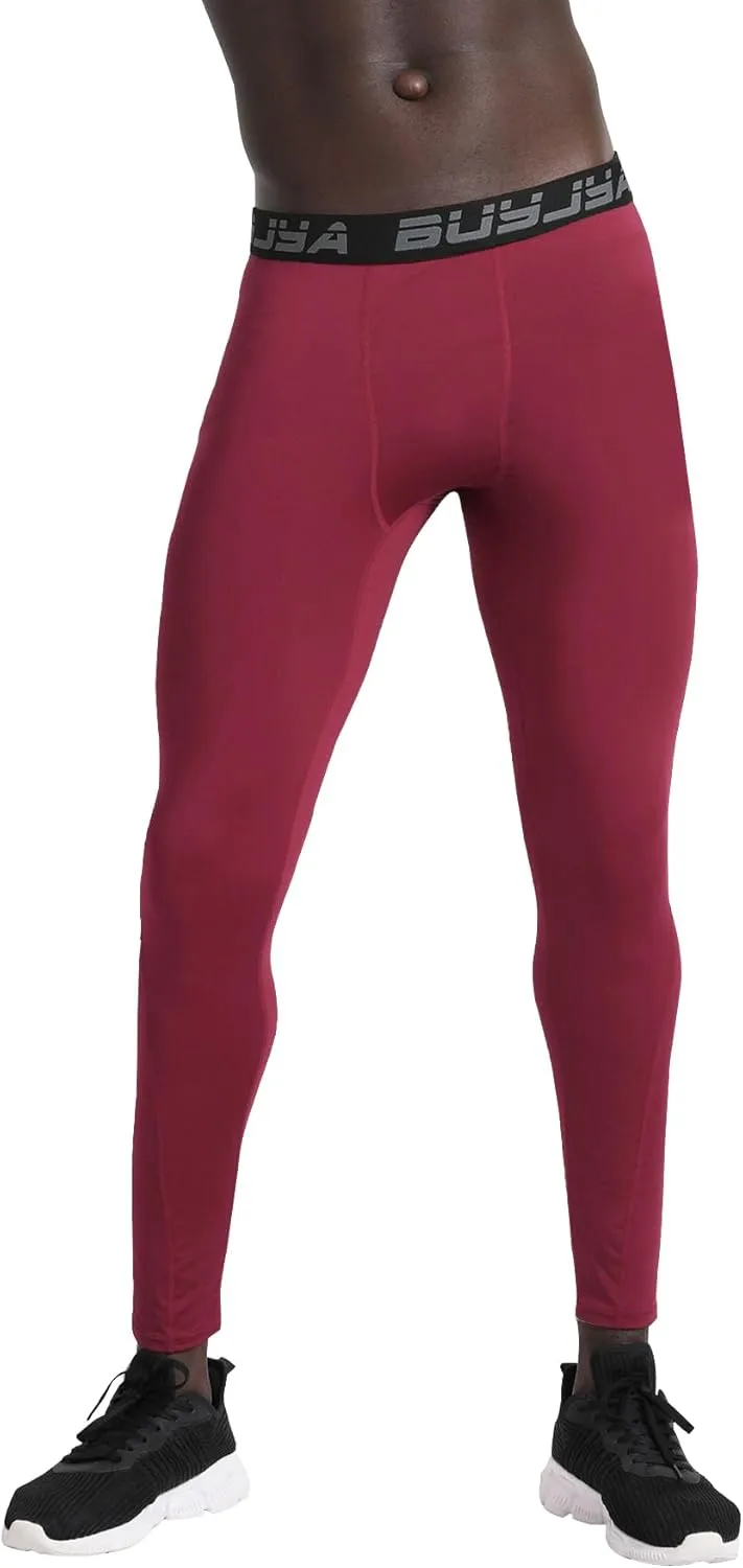 BUYJYA 3 or 5 Pack Men's Compression Pants Running Tights Workout Leggings Athletic Cool Dry Yoga Gym Clothes Gift