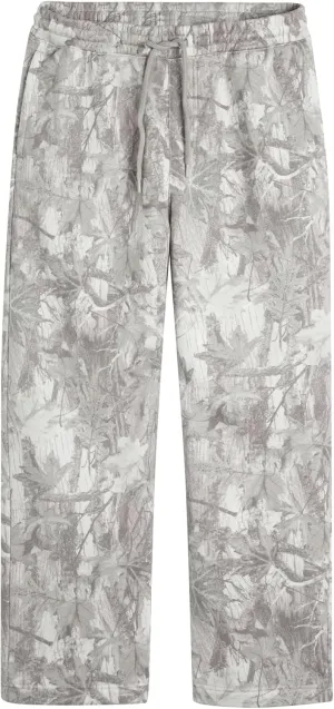 Casual Wide Leg Camo Pants for Women Baggy Elastic High Waist Fleece Sweatpants Maple Leaf Drawstring Lounge Pants