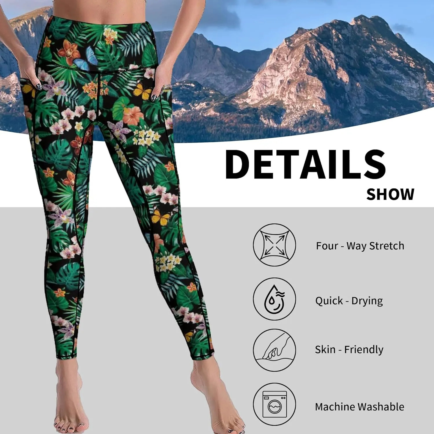 Cerburny High Waisted Exercise Yoga Pants with Pockets Workout Leggings for Women Running Pants