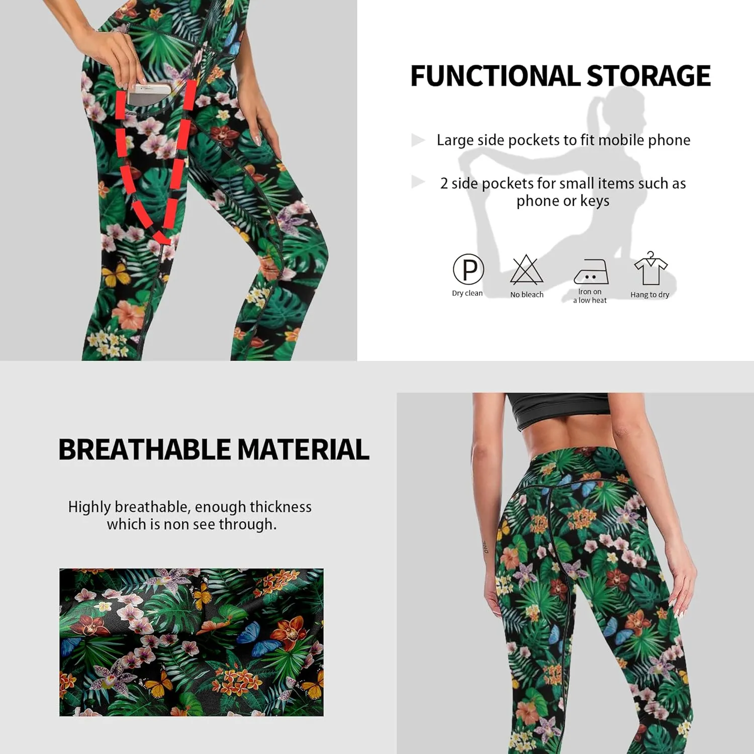 Cerburny High Waisted Exercise Yoga Pants with Pockets Workout Leggings for Women Running Pants
