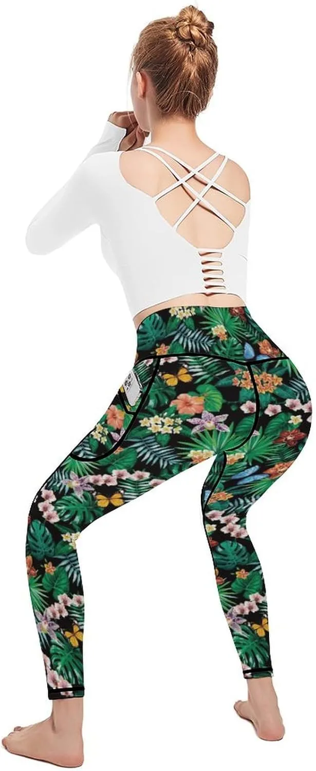 Cerburny High Waisted Exercise Yoga Pants with Pockets Workout Leggings for Women Running Pants