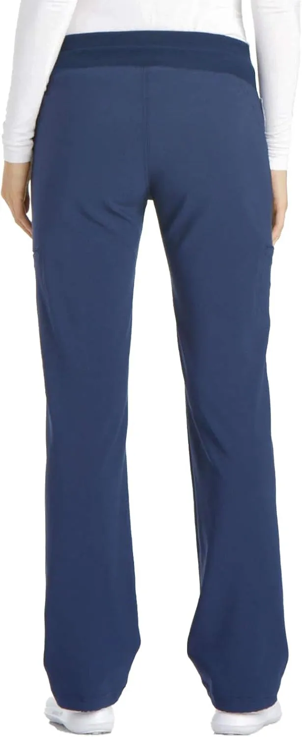 Cherokee Scrubs for Women Mid Rise Straight Leg Scrub Pants For Women Pull-on Bottoms with 6 Pockets & 360 Stretch - CK002