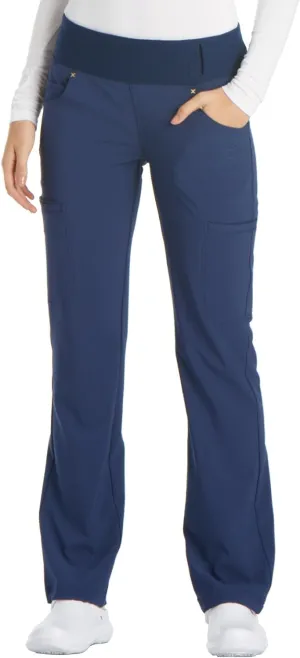 Cherokee Scrubs for Women Mid Rise Straight Leg Scrub Pants For Women Pull-on Bottoms with 6 Pockets & 360 Stretch - CK002