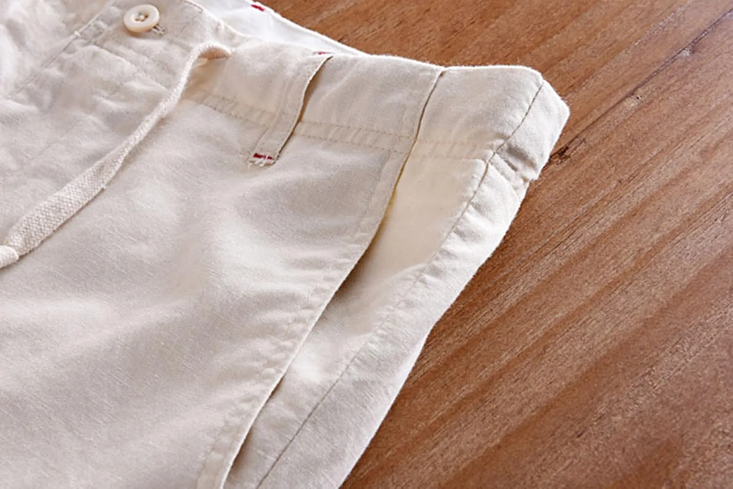 chouyatou Men's Casual Drawstring Straight Fit Beach Linen Capri Pants