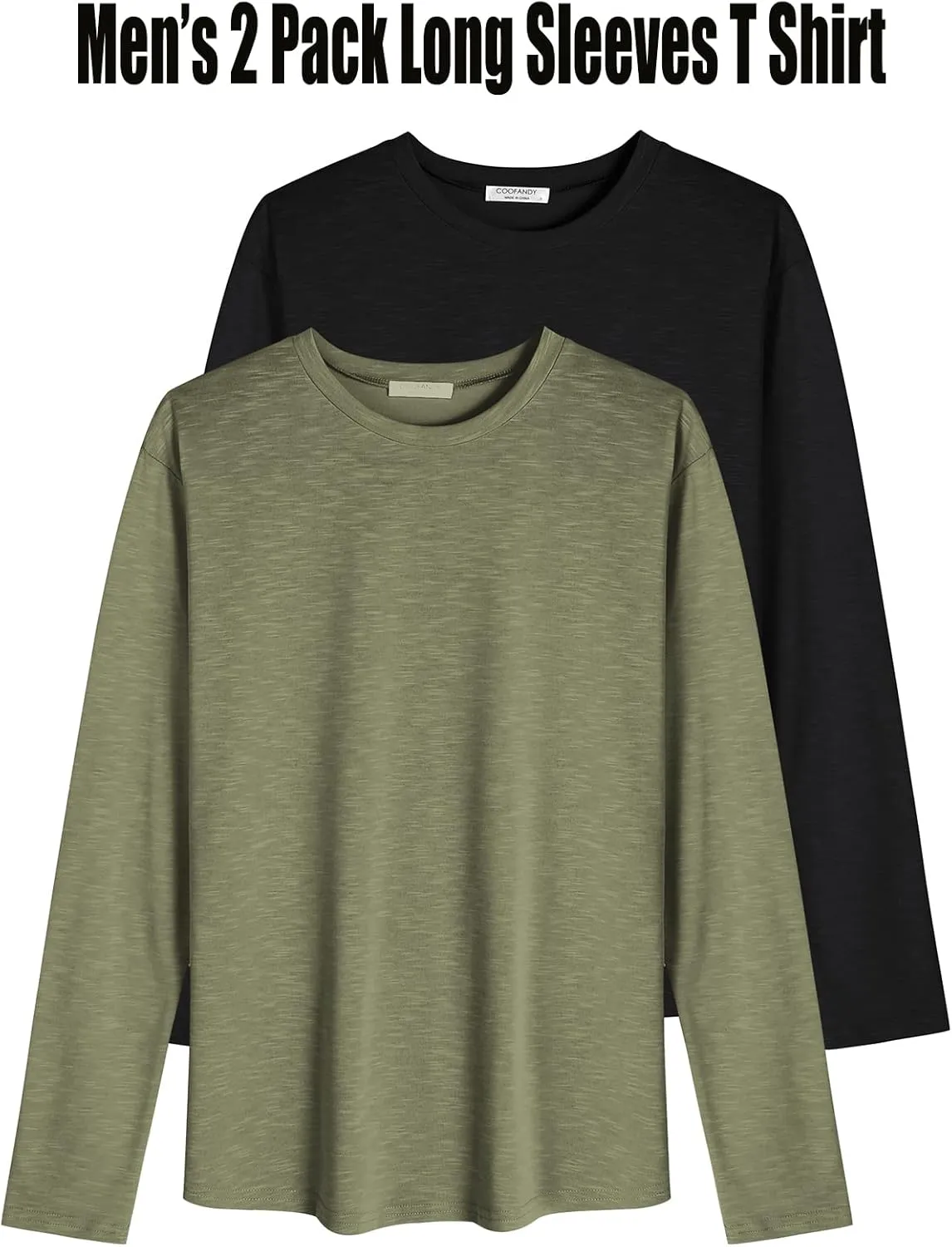 COOFANDY Men 2 Pack Muscle Fitted T Shirt Gym Workout Athletic Long Sleeves Tee