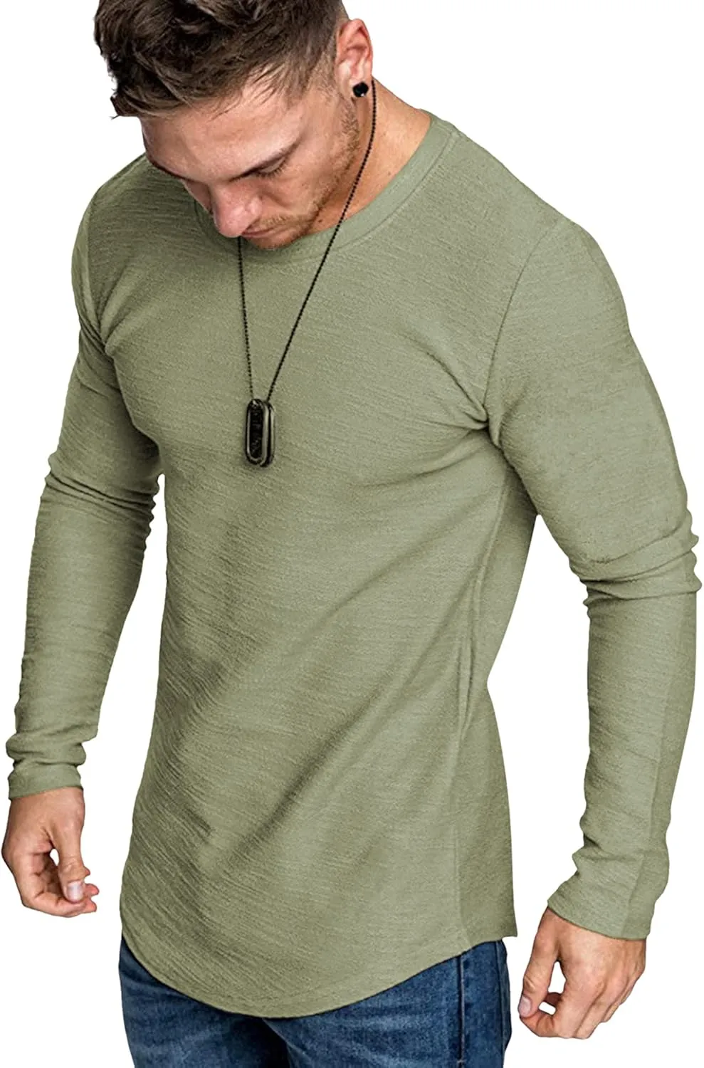 COOFANDY Men 2 Pack Muscle Fitted T Shirt Gym Workout Athletic Long Sleeves Tee