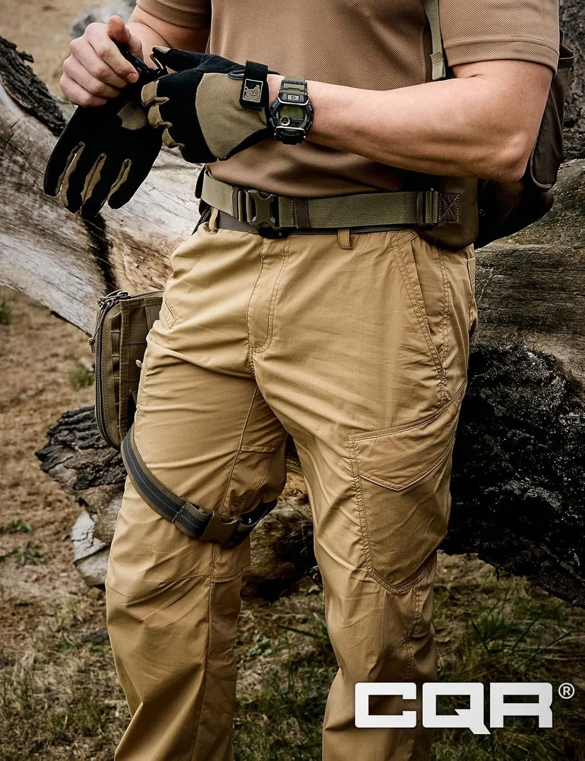 CQR Men's Quick Dry Tactical Pants, Water Resistant Outdoor Pants, Lightweight Stretch Cargo Work Hiking Pants