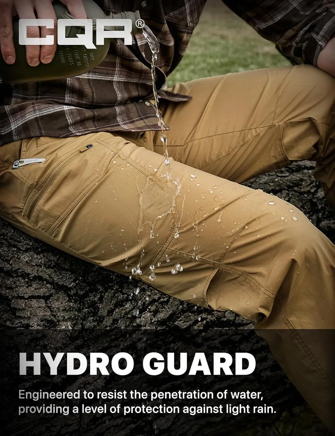CQR Men's Quick Dry Tactical Pants, Water Resistant Outdoor Pants, Lightweight Stretch Cargo Work Hiking Pants
