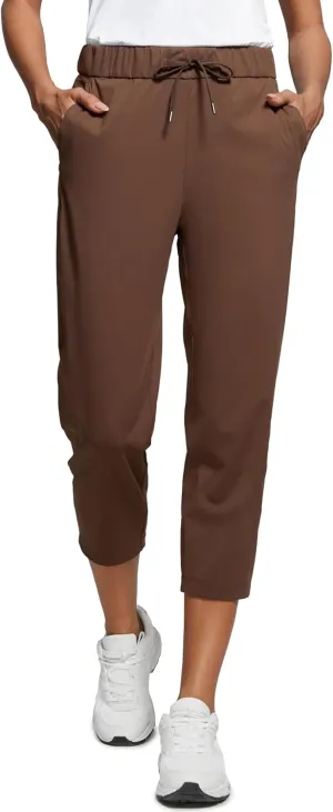 CRZ YOGA 4-Way Stretch Golf Capri for Women 23", Casual Yoga Dress Work Pants with Pockets Workout Athletic Travel